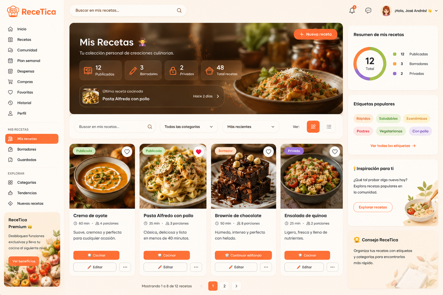 Gestiona tus recetas